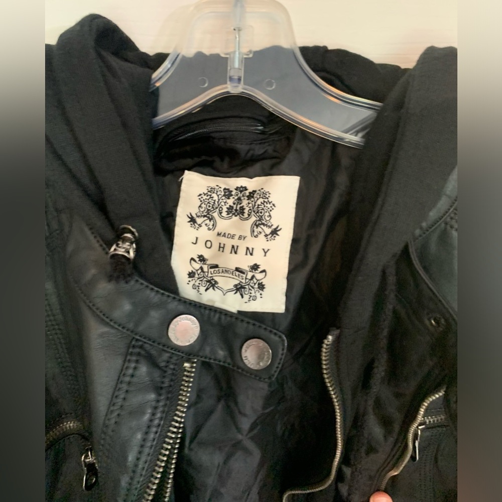 Pleather Jacket, removable hood